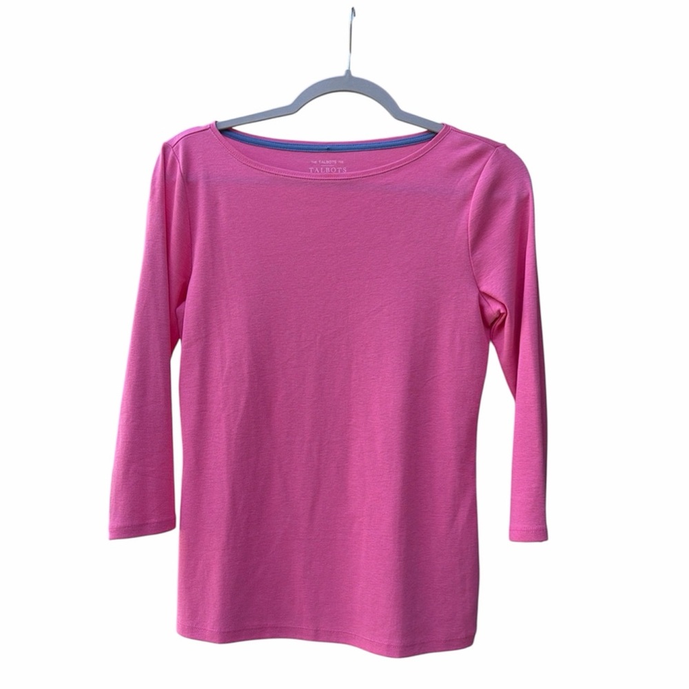 Talbots Pink Boat Neck Pullover 3/ 4 Sleeve Pima Cotton Top Women Size SP